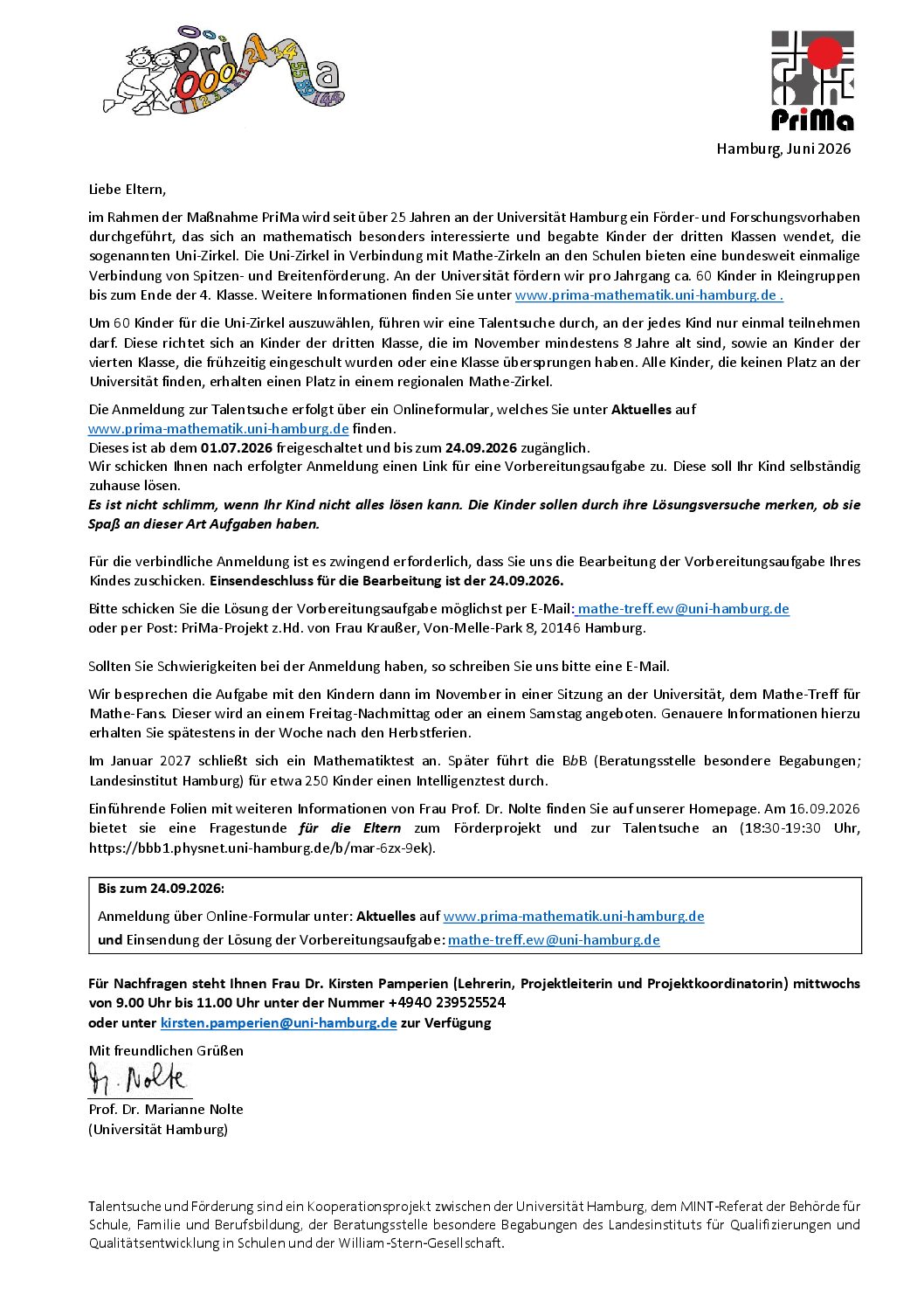 PriMa-Elternbrief_2026 Talentsuche Mathematik